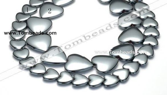 CHE16 16 inches 16mm & 25mm heart shape hematite beads Wholesale