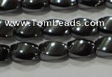 CHE160 15.5 inches 5*8mm twisted rice hematite beads