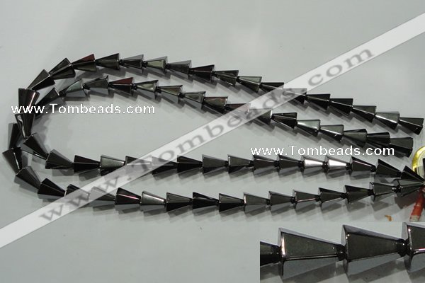CHE175 15.5 inches 10*12mm faceted cone hematite beads wholesale