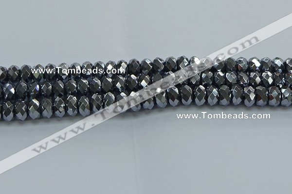 CHE2003 15.5 inches 6*10mm faceted rondelle hematite beads