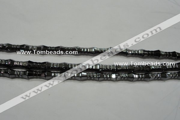 CHE208 15.5 inches 6*12mm bamboo hematite beads wholesale