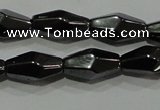 CHE220 15.5 inches 6*12mm faceted rice hematite beads wholesale