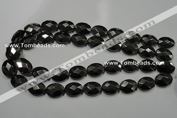 CHE284 15.5 inches 13*18mm faceted oval hematite beads wholesale