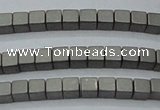 CHE440 15.5 inches 3*3mm cube matte plated hematite beads wholesale