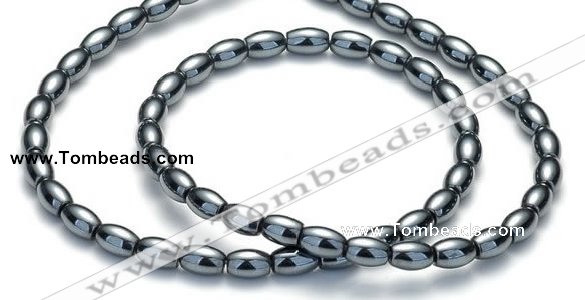 CHE51 15.5  inches 5*8mm rice shape hematite beads Wholesale