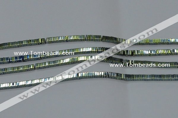 CHE572 15.5 inches 1*3*3mm square plated hematite beads wholesale