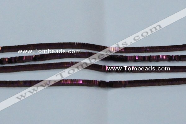 CHE573 15.5 inches 1*3*3mm square plated hematite beads wholesale