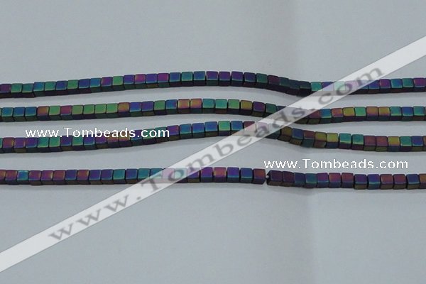 CHE613 15.5 inches 2*2mm cube matte plated hematite beads wholesale