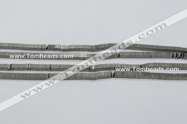 CHE625 15.5 inches 1*3*3mm square matte plated hematite beads