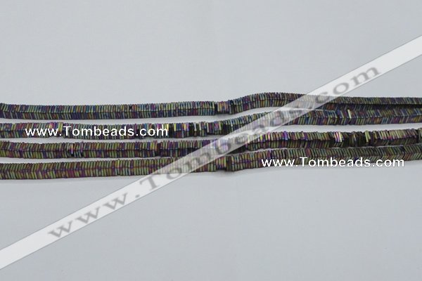 CHE637 15.5 inches 1*4*4mm square matte plated hematite beads