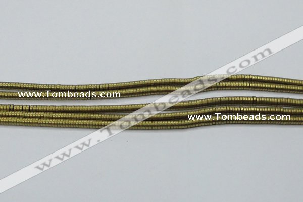 CHE671 15.5 inches 1*2mm tyre matte plated hematite beads