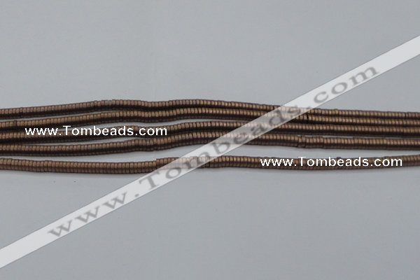 CHE672 15.5 inches 1*2mm tyre matte plated hematite beads
