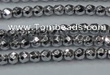 CHE690 15.5 inches 2mm faceted round plated hematite beads