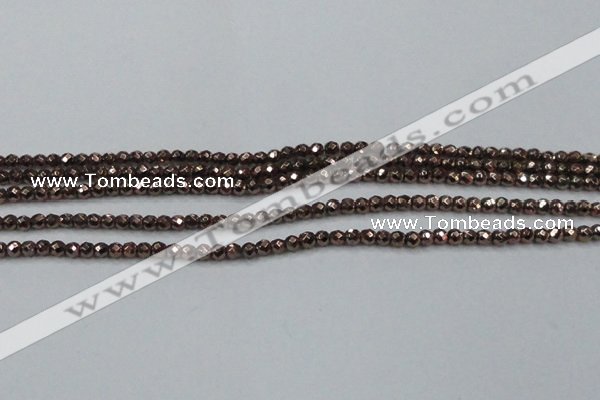 CHE691 15.5 inches 2mm faceted round plated hematite beads