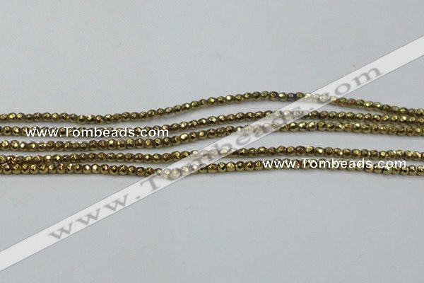 CHE692 15.5 inches 2mm faceted round plated hematite beads