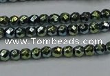 CHE693 15.5 inches 2mm faceted round plated hematite beads