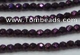 CHE694 15.5 inches 2mm faceted round plated hematite beads