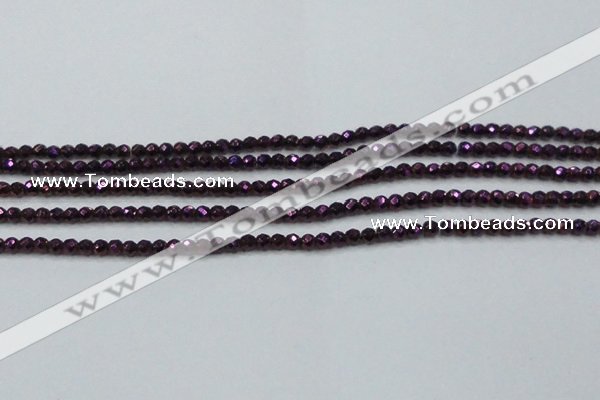 CHE694 15.5 inches 2mm faceted round plated hematite beads