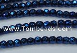 CHE695 15.5 inches 2mm faceted round plated hematite beads