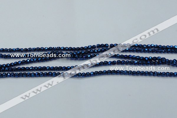 CHE695 15.5 inches 2mm faceted round plated hematite beads