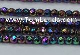 CHE696 15.5 inches 2mm faceted round plated hematite beads