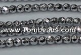 CHE700 15.5 inches 3mm faceted round plated hematite beads