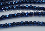 CHE705 15.5 inches 3mm faceted round plated hematite beads