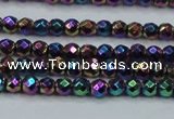 CHE706 15.5 inches 3mm faceted round plated hematite beads