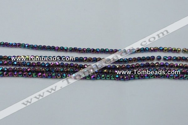 CHE706 15.5 inches 3mm faceted round plated hematite beads