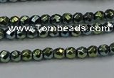 CHE713 15.5 inches 4mm faceted round plated hematite beads