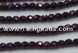 CHE714 15.5 inches 4mm faceted round plated hematite beads