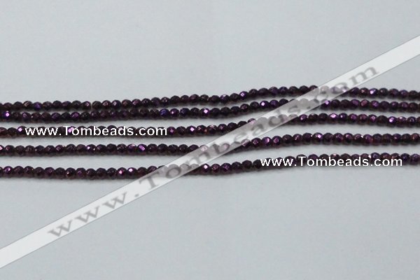 CHE714 15.5 inches 4mm faceted round plated hematite beads