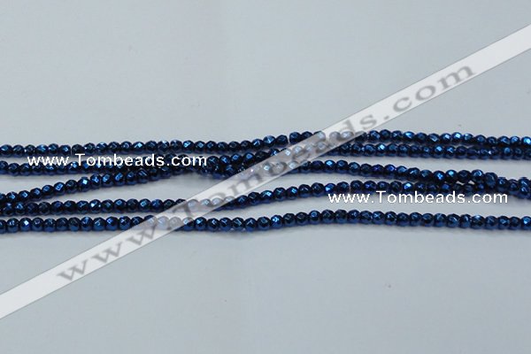 CHE715 15.5 inches 4mm faceted round plated hematite beads