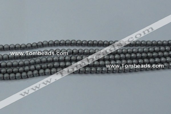 CHE720 15.5 inches 4mm round matte plated hematite beads wholesale