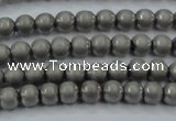 CHE721 15.5 inches 4mm round matte plated hematite beads wholesale