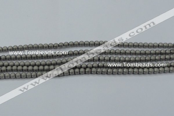 CHE721 15.5 inches 4mm round matte plated hematite beads wholesale