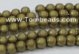 CHE722 15.5 inches 4mm round matte plated hematite beads wholesale