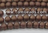 CHE723 15.5 inches 4mm round matte plated hematite beads wholesale