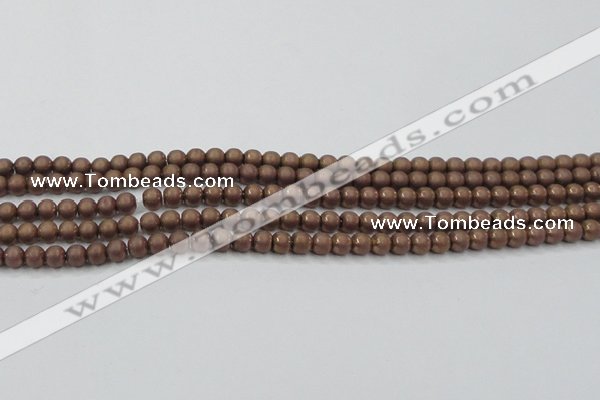 CHE723 15.5 inches 4mm round matte plated hematite beads wholesale