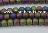 CHE725 15.5 inches 4mm round matte plated hematite beads wholesale