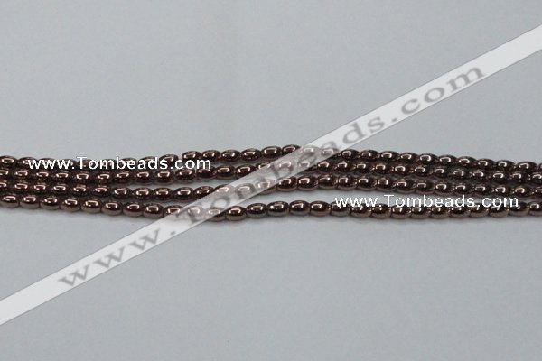 CHE741 15.5 inches 3*5mm rice plated hematite beads wholesale