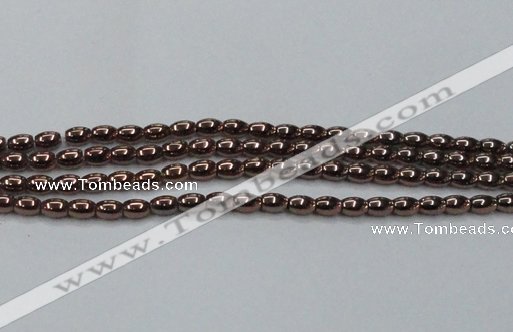 CHE742 15.5 inches 4*6mm rice plated hematite beads wholesale