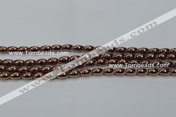 CHE743 15.5 inches 5*8mm rice plated hematite beads wholesale