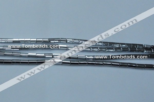 CHE751 15.5 inches 5*8mm faceted tube plated hematite beads