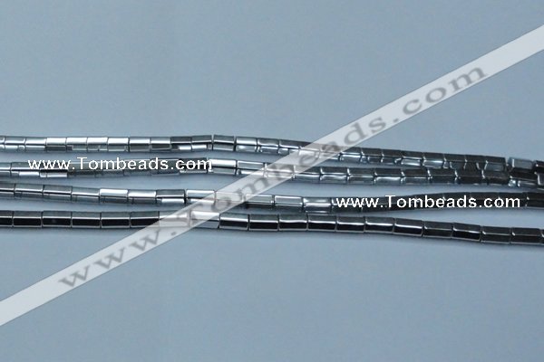 CHE751 15.5 inches 5*8mm faceted tube plated hematite beads