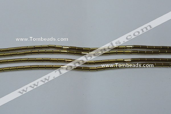 CHE761 15.5 inches 2*4mm tube plated hematite beads wholesale