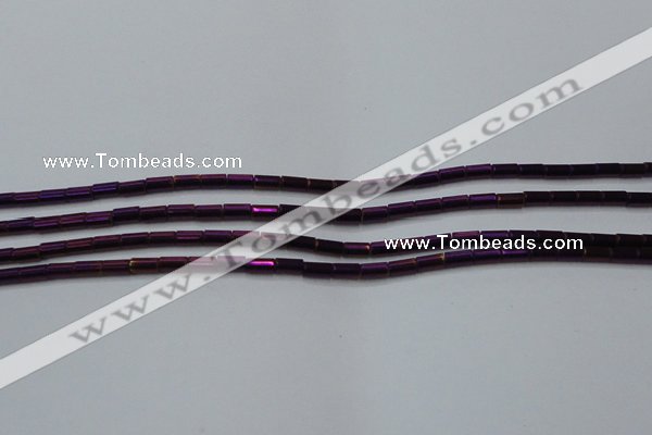 CHE763 15.5 inches 2*4mm tube plated hematite beads wholesale