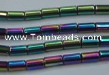 CHE764 15.5 inches 2*4mm tube plated hematite beads wholesale