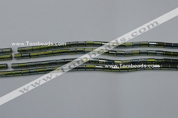 CHE769 15.5 inches 3*5mm tube plated hematite beads wholesale