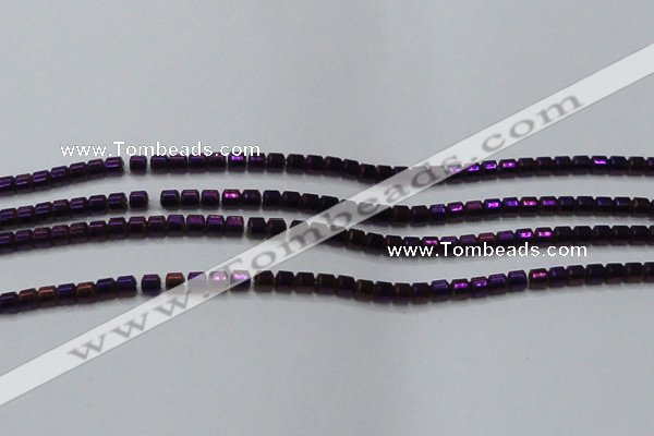 CHE778 15.5 inches 2*2mm drum plated hematite beads wholesale